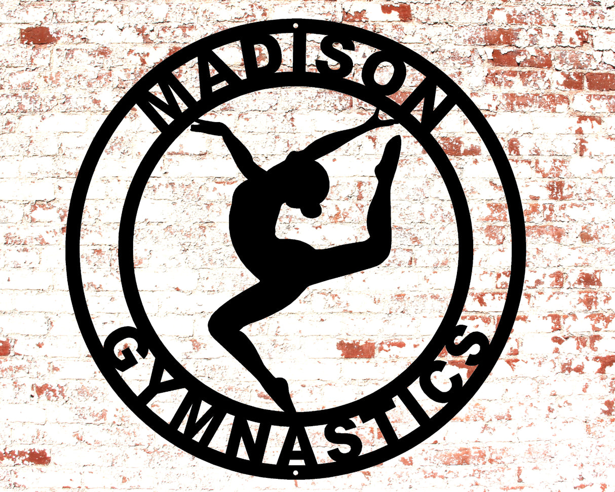 Women's Gymnastics Personalized Metal Sign - Two Lines - Madison Iron and Wood