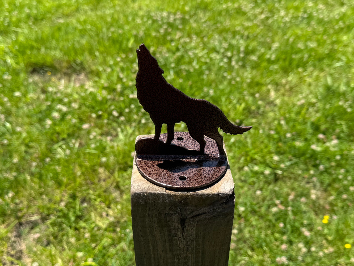 Wolf / Coyote Post Top For Round Wood Fence Post - Madison Iron and Wood