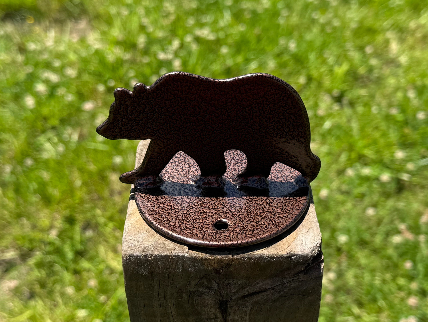 Bear Walking Post Top For Round Wood Fence Post - Madison Iron and Wood
