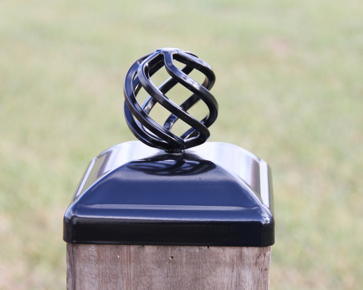 Round Basket Fence Post Cap (Multiple Post Sizes Available) - Madison Iron and Wood