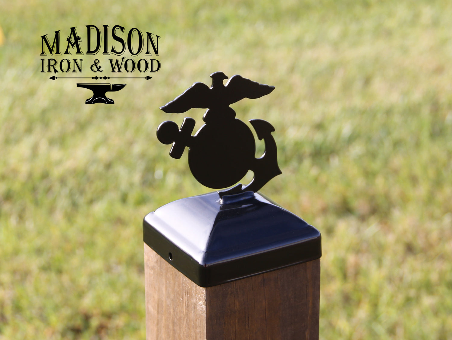 True Size 4x4 Post Caps with Insignia Finial Choice (Military, Medical, Freemason) - Madison Iron and Wood