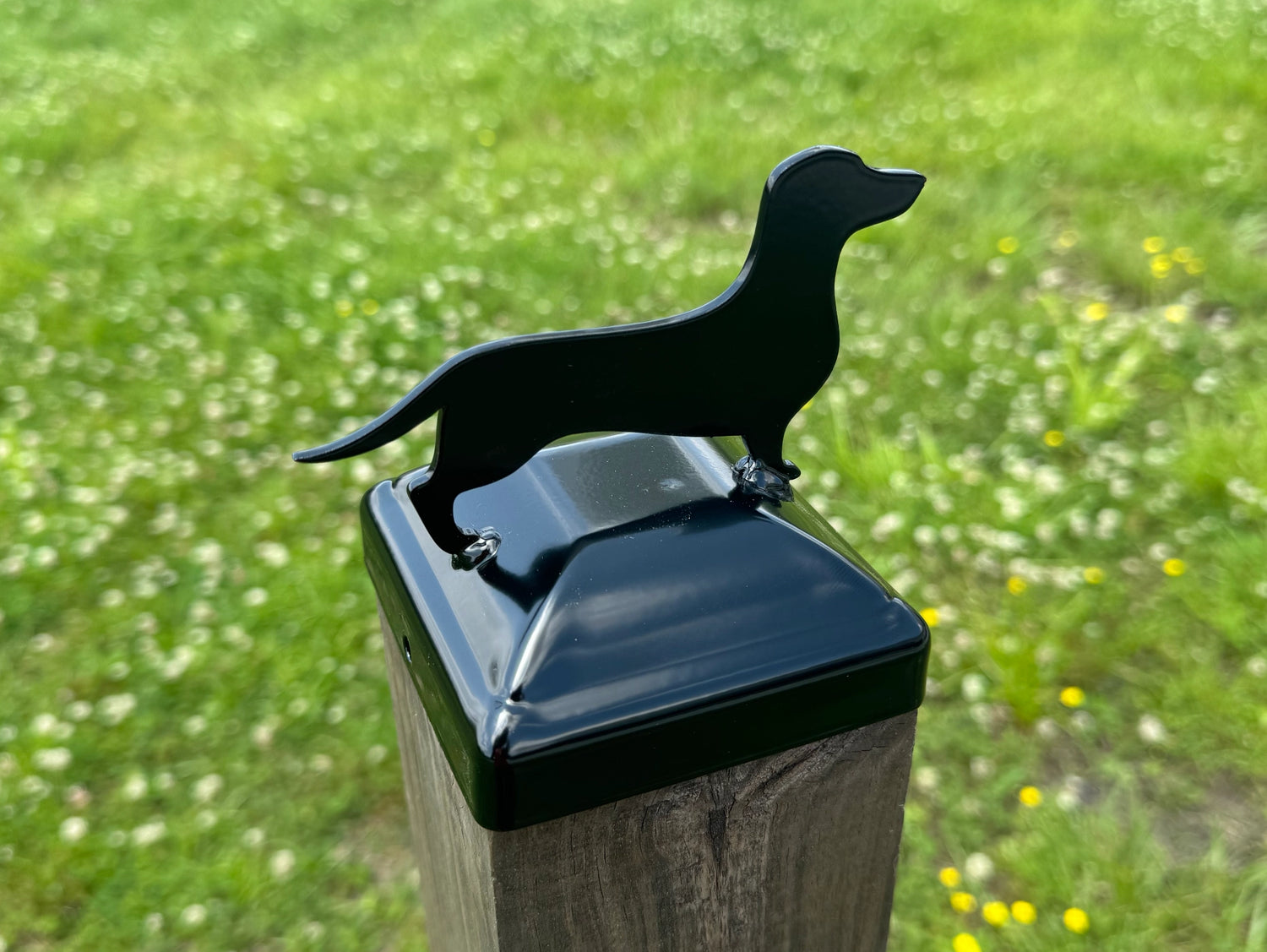 True Size 6x6 Post Cap with Dog or Cat Finial Choice - Madison Iron and Wood