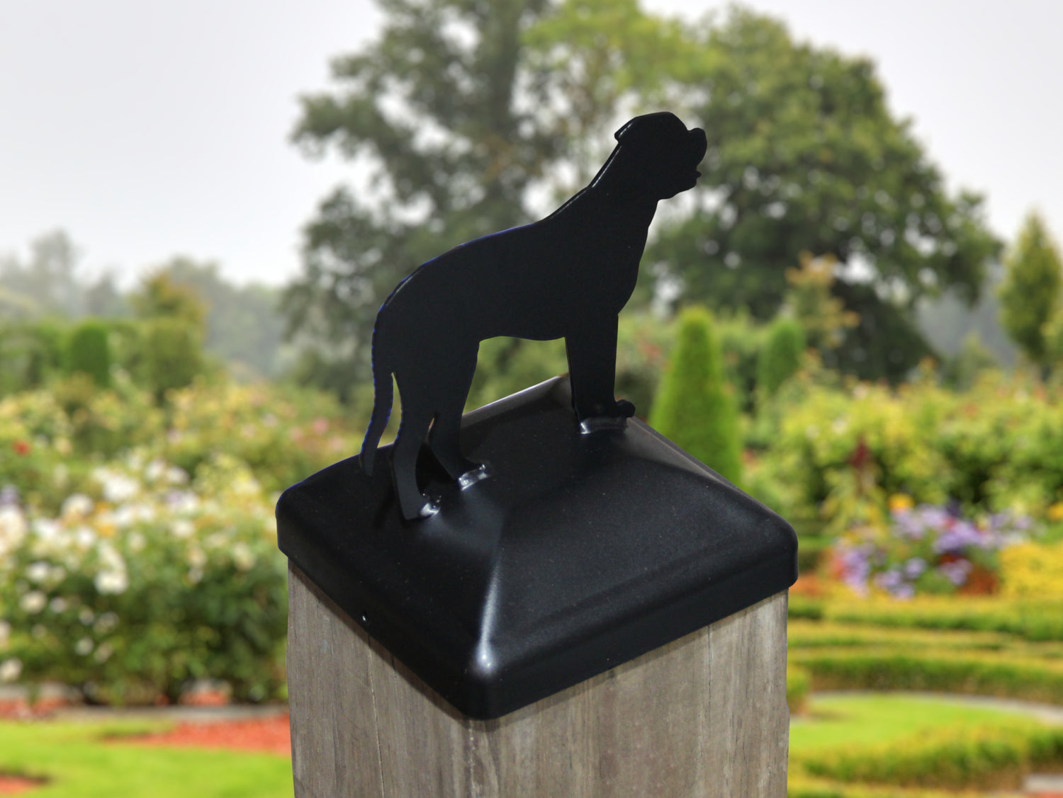 True Size 6x6 Post Cap with Dog or Cat Finial Choice - Madison Iron and Wood