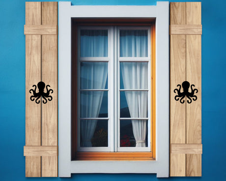 Wooden Window Shutter - Octopus Design - Madison Iron and Wood
