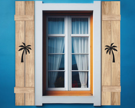 Wooden Window Shutter - Palm Tree Design - Madison Iron and Wood
