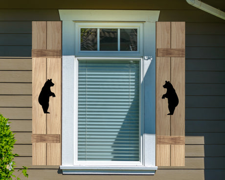 Wooden Window Shutter - Standing Bear Design - Madison Iron and Wood