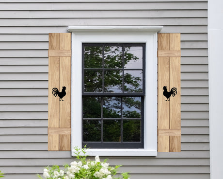 Wooden Window Shutter - Rooster Design - Madison Iron and Wood