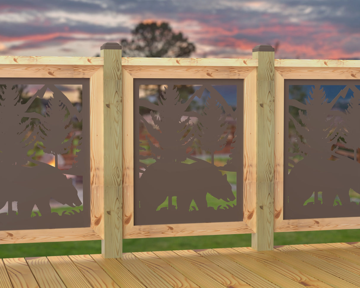 24"x30" - Bear Landscape Fence/Gate Panel Insert - Madison Iron and Wood