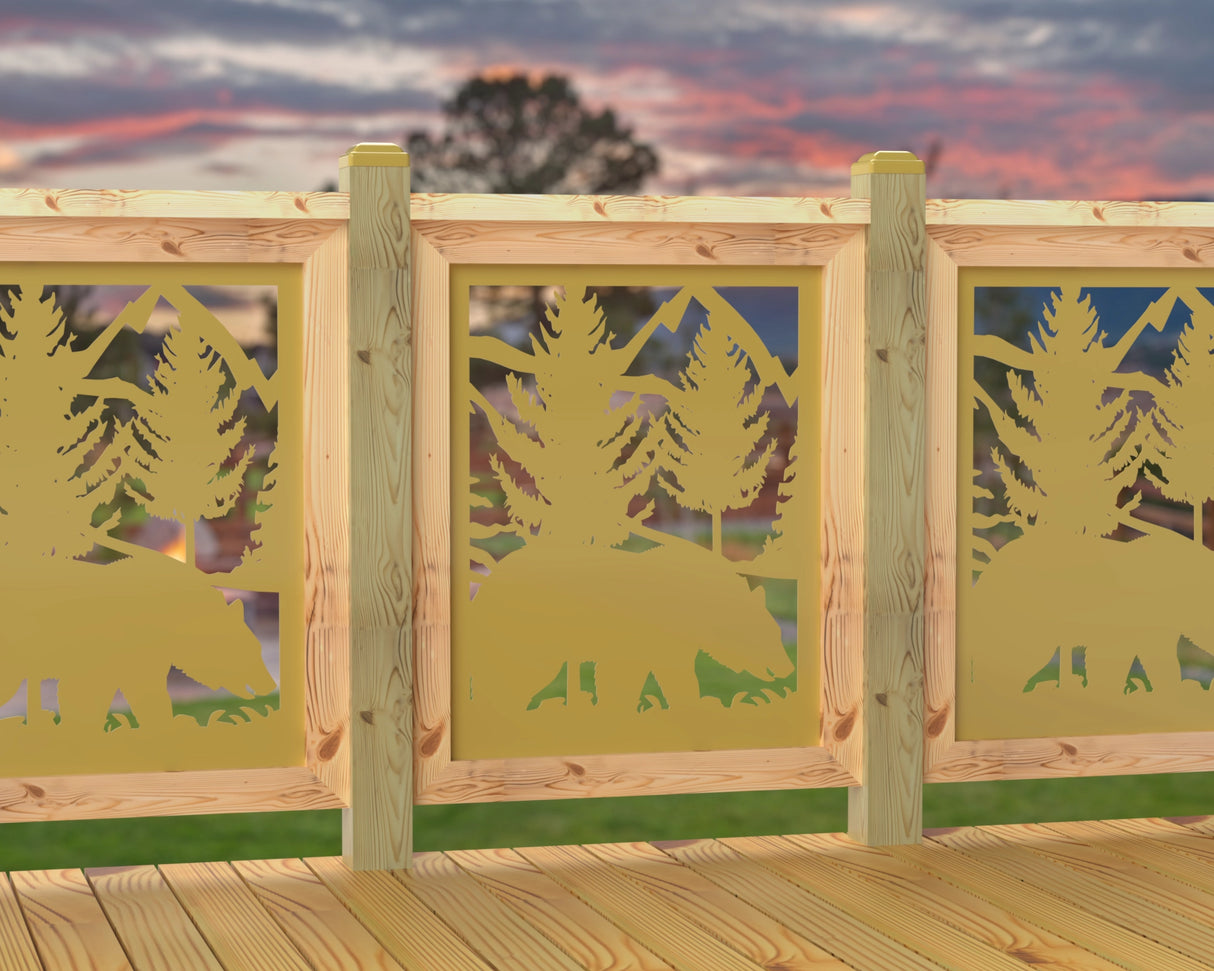 24"x30" - Bear Landscape Fence/Gate Panel Insert - Madison Iron and Wood