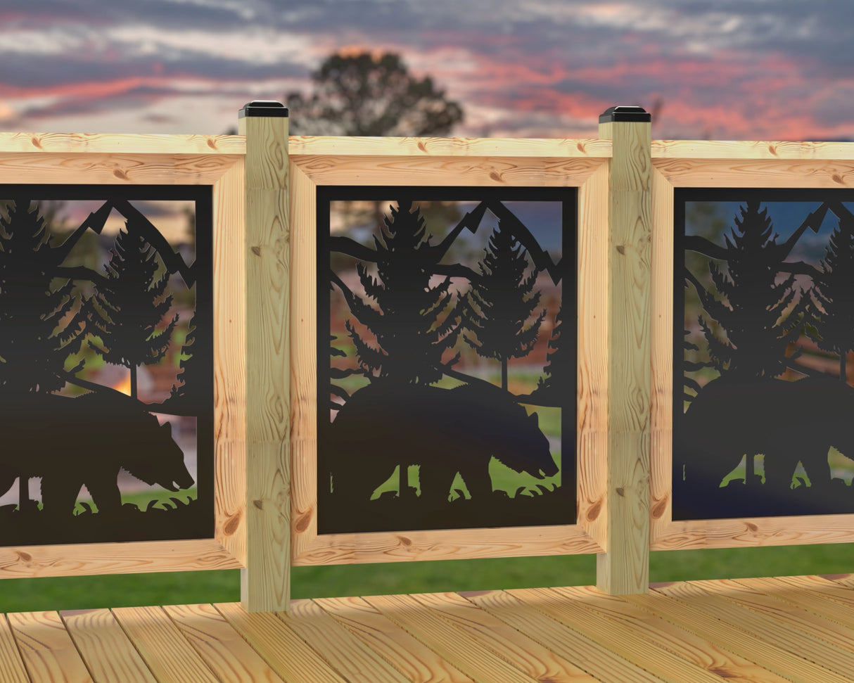 24"x30" - Bear Landscape Fence/Gate Panel Insert - Madison Iron and Wood