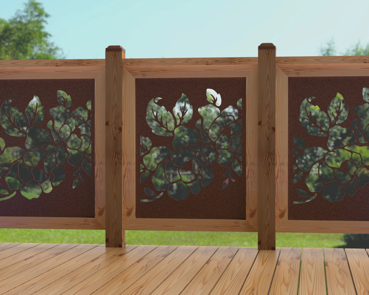 24"x30" - Floral Design Fence/Gate Panel Insert - Madison Iron and Wood