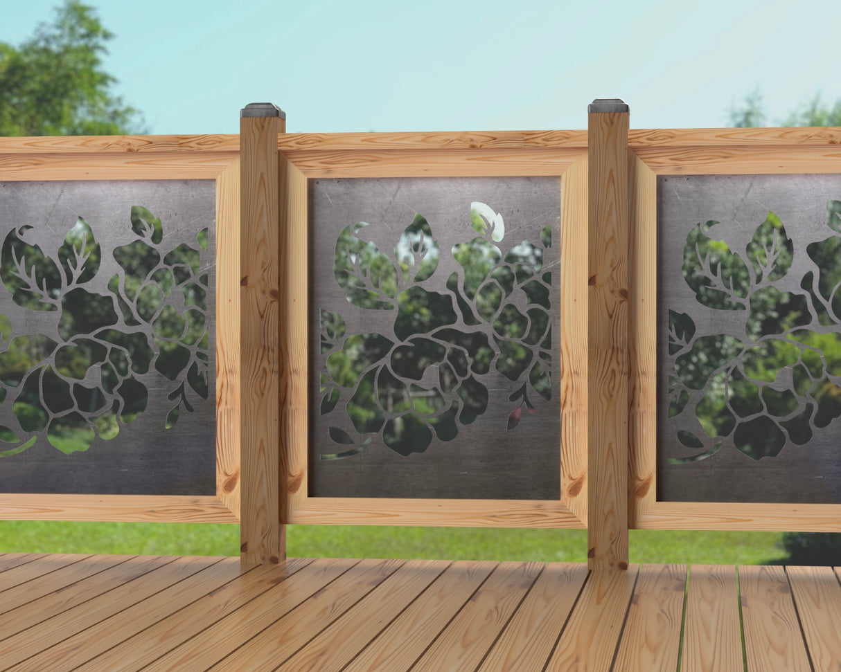 24"x30" - Floral Design Fence/Gate Panel Insert - Madison Iron and Wood