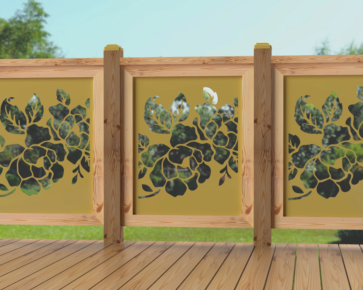 24"x30" - Floral Design Fence/Gate Panel Insert - Madison Iron and Wood