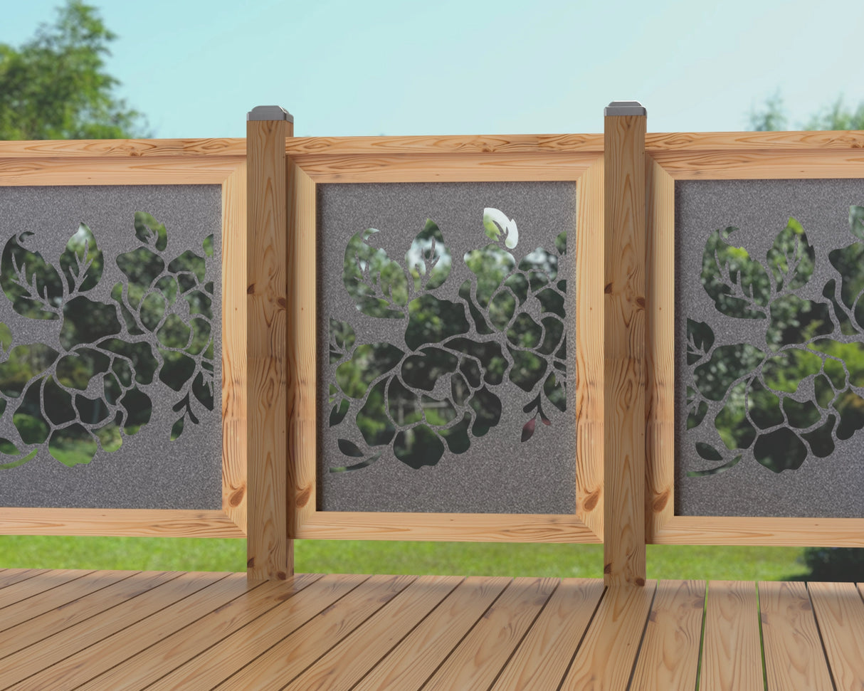 24"x30" - Floral Design Fence/Gate Panel Insert - Madison Iron and Wood