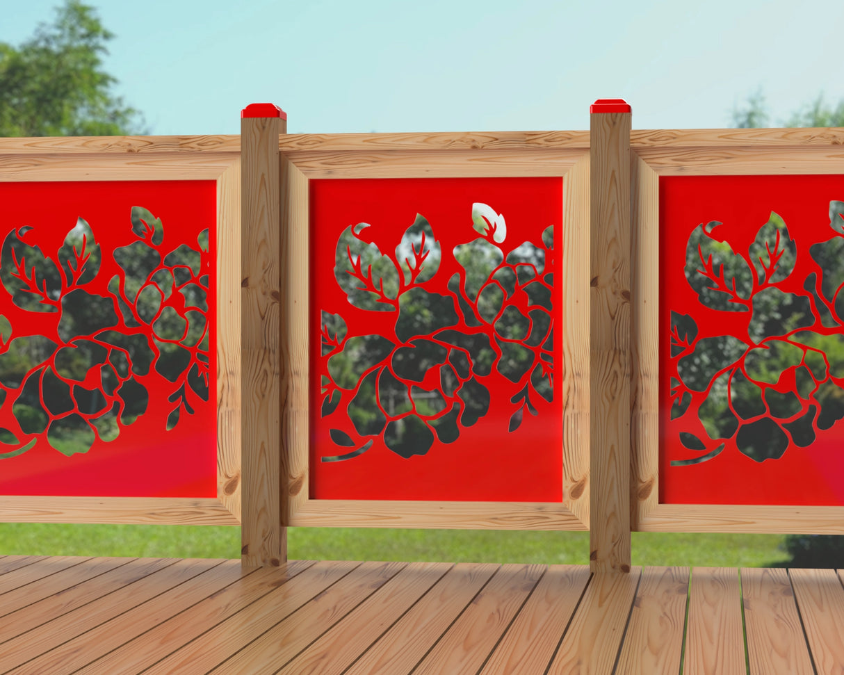 24"x30" - Floral Design Fence/Gate Panel Insert - Madison Iron and Wood