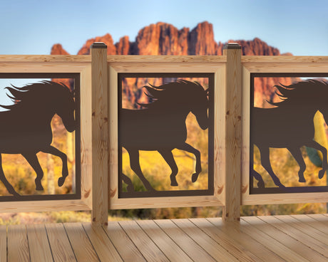 24"x30" - Horses Running Fence/Gate Panel Insert - Madison Iron and Wood