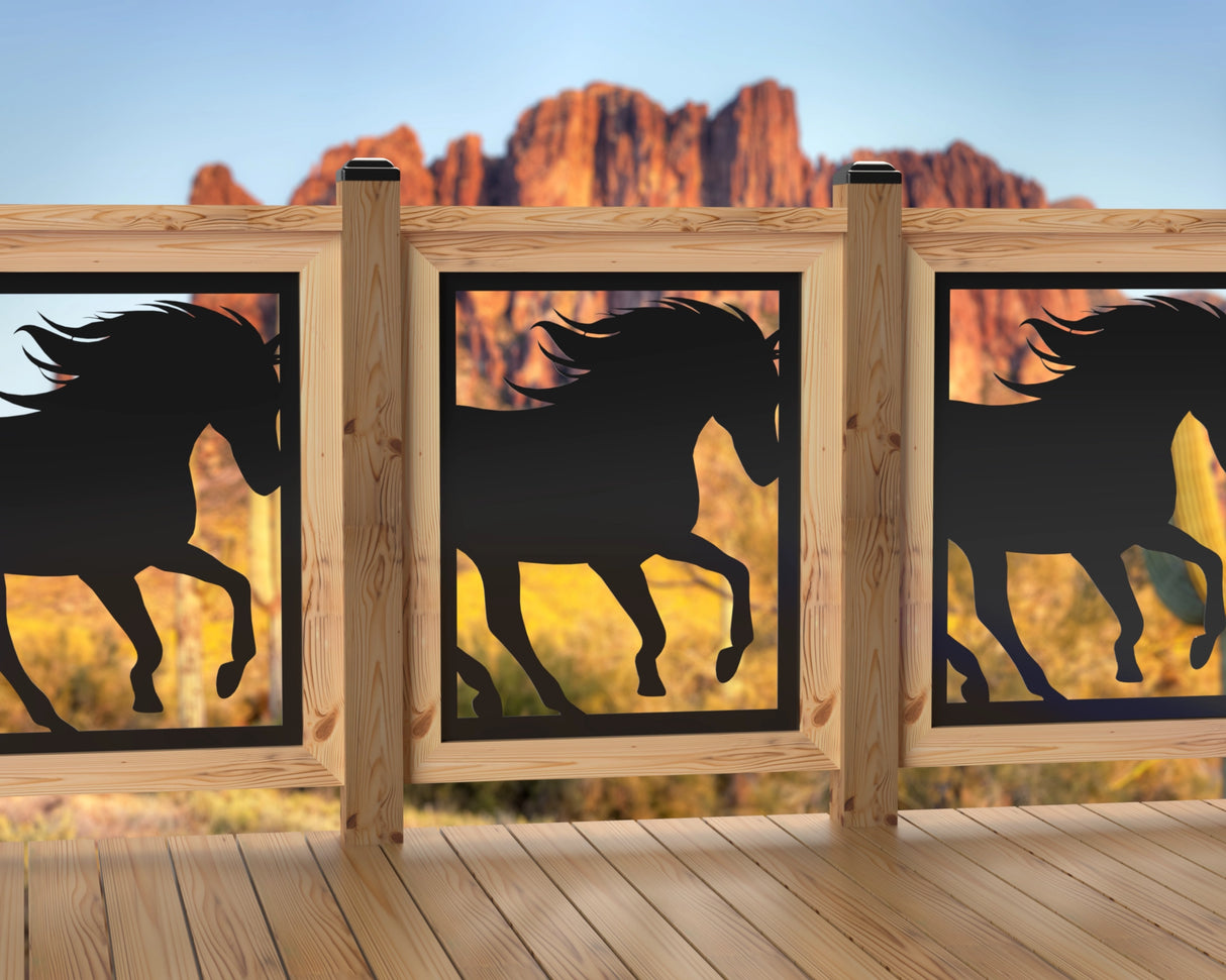 24"x30" - Horses Running Fence/Gate Panel Insert - Madison Iron and Wood