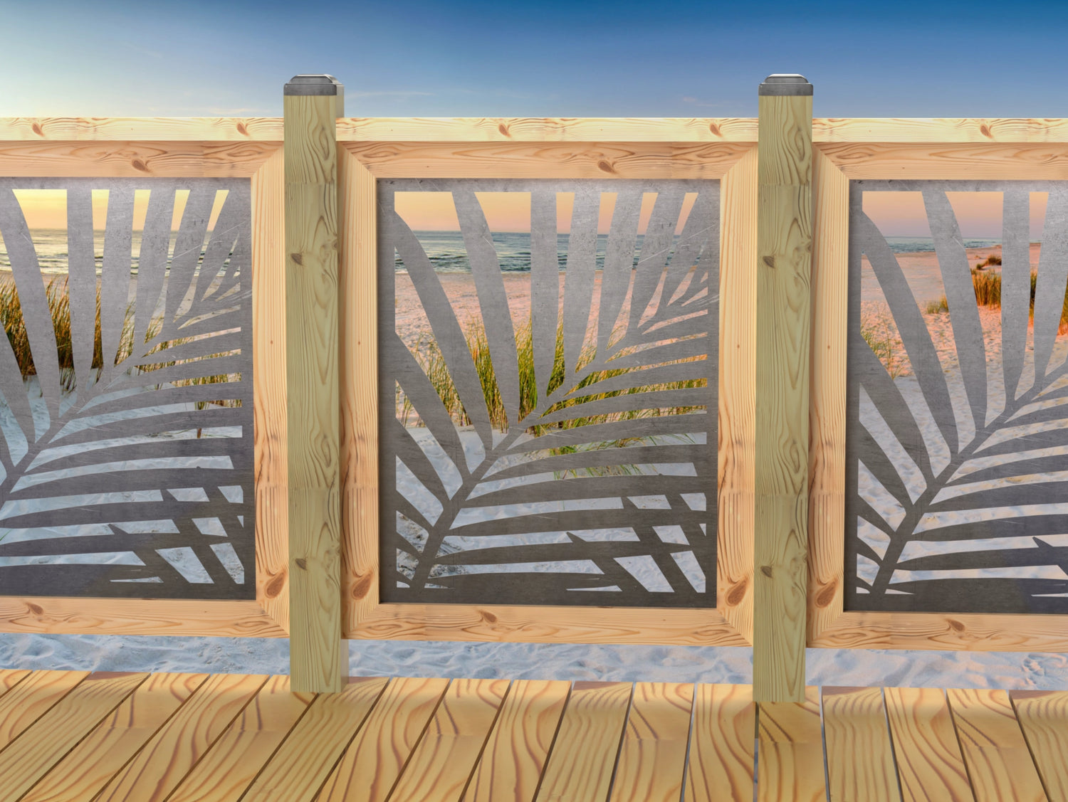 24"x30" - Palm Leaf Pattern Fence/Gate Panel Insert - Madison Iron and Wood