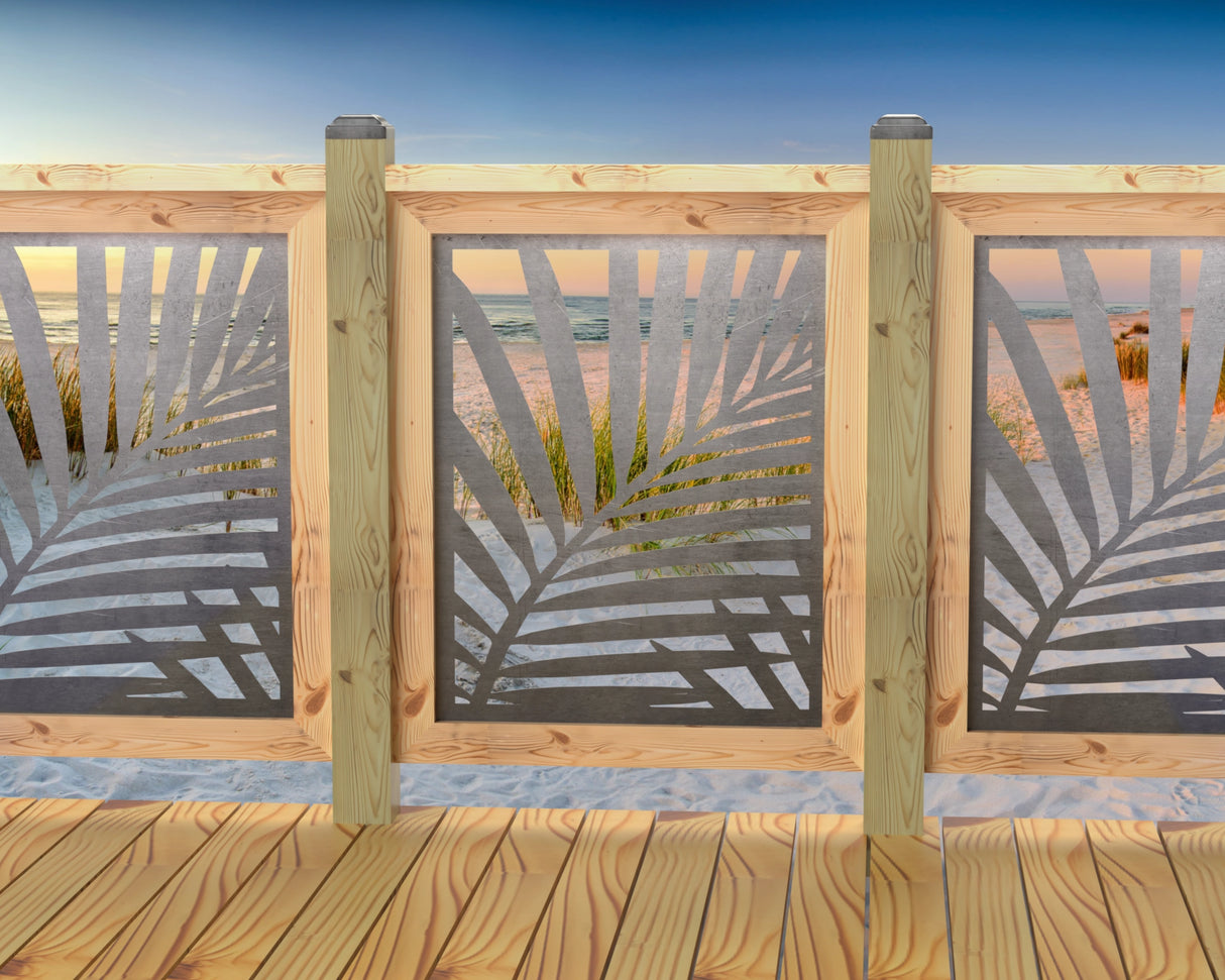 Palm Leaf Pattern Railing Panel Insert - Madison Iron and Wood