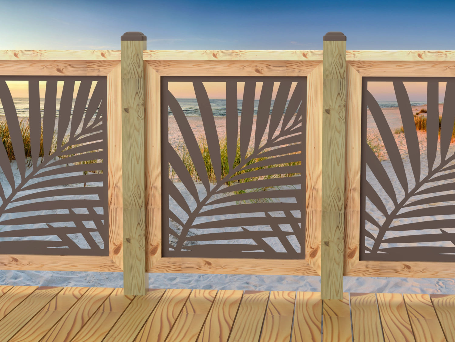 24"x30" - Palm Leaf Pattern Fence/Gate Panel Insert - Madison Iron and Wood