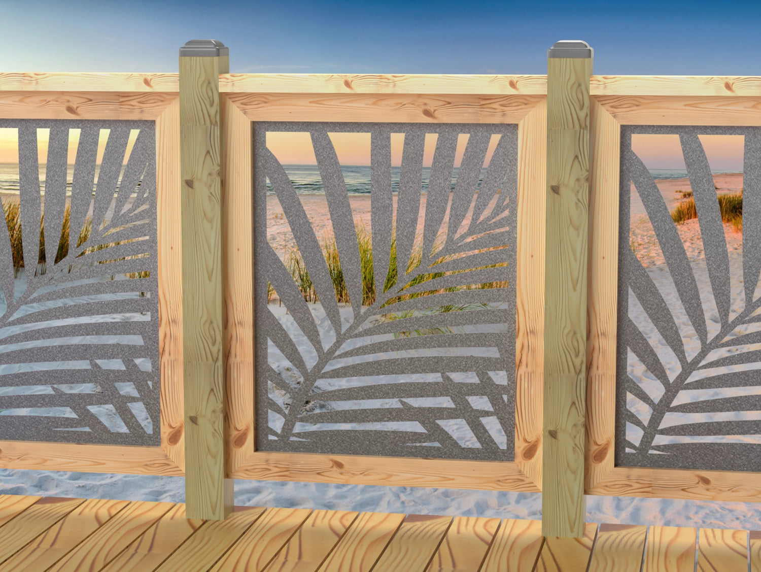 24"x30" - Palm Leaf Pattern Fence/Gate Panel Insert - Madison Iron and Wood