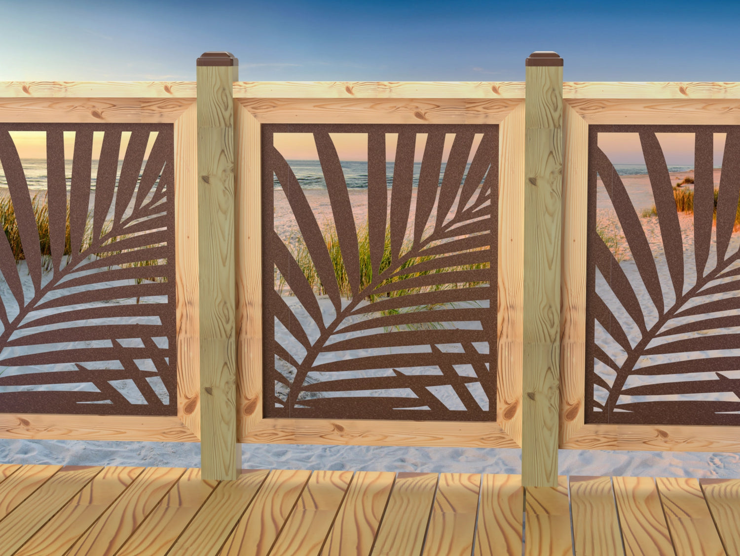 24"x30" - Palm Leaf Pattern Fence/Gate Panel Insert - Madison Iron and Wood