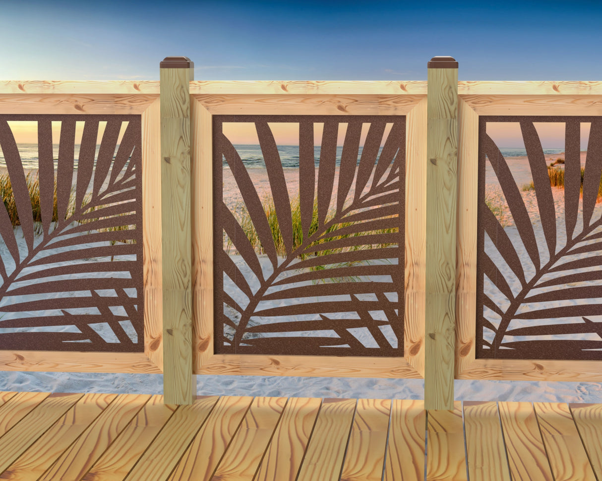 Palm Leaf Pattern Railing Panel Insert - Madison Iron and Wood