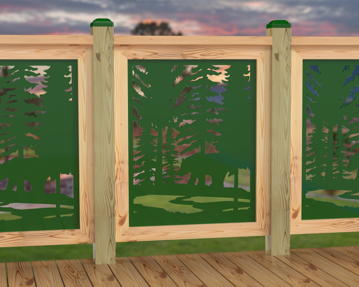 24"x30" - Bear Landscape Fence/Gate Panel Insert - Variation 4 - Madison Iron and Wood