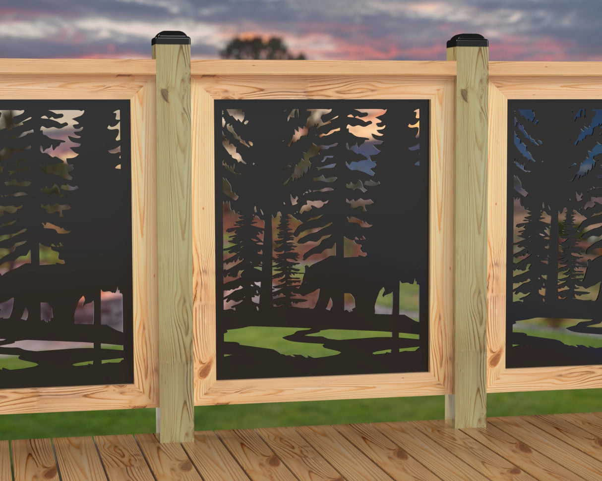 24"x30" - Bear Landscape Fence/Gate Panel Insert - Variation 4 - Madison Iron and Wood