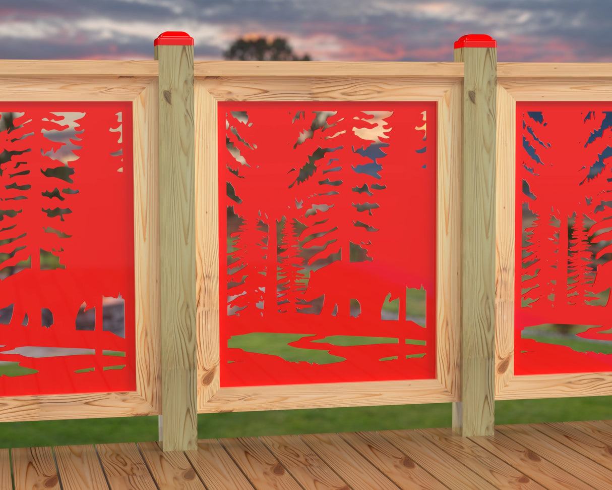 24"x30" - Bear Landscape Fence/Gate Panel Insert - Variation 4 - Madison Iron and Wood