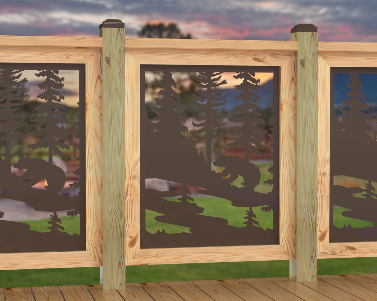24"x30" - Bear Landscape Fence/Gate Panel Insert - Variation 2 - Madison Iron and Wood