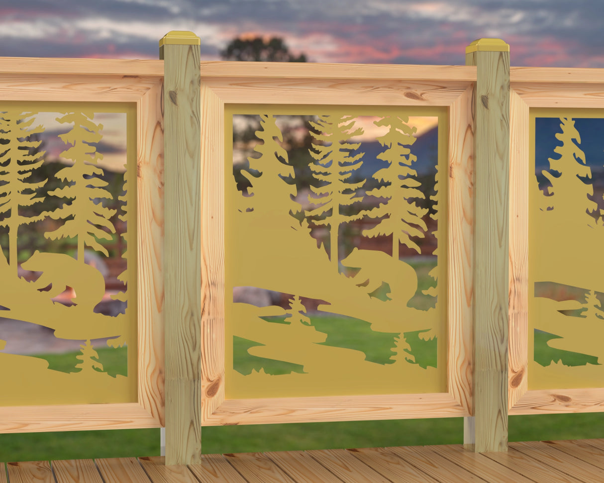 24"x30" - Bear Landscape Fence/Gate Panel Insert - Variation 2 - Madison Iron and Wood