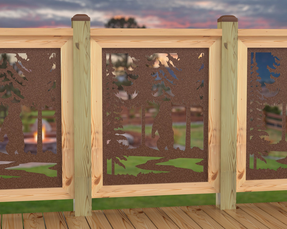 24"x30" - Bear Landscape Fence/Gate Panel Insert - Variation 3 - Madison Iron and Wood