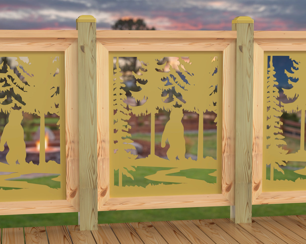 24"x30" - Bear Landscape Fence/Gate Panel Insert - Variation 3 - Madison Iron and Wood