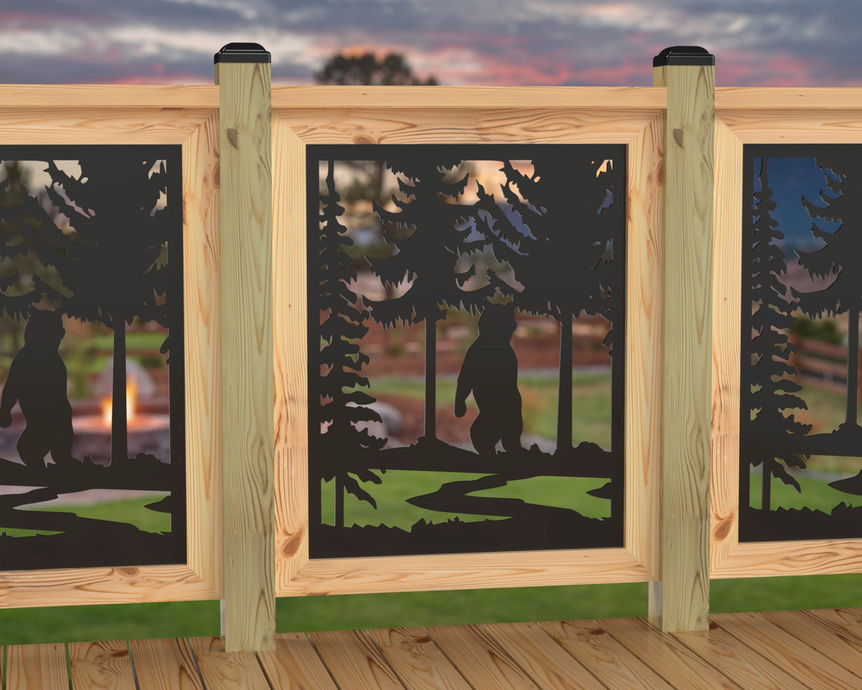 24"x30" - Bear Landscape Fence/Gate Panel Insert - Variation 3 - Madison Iron and Wood