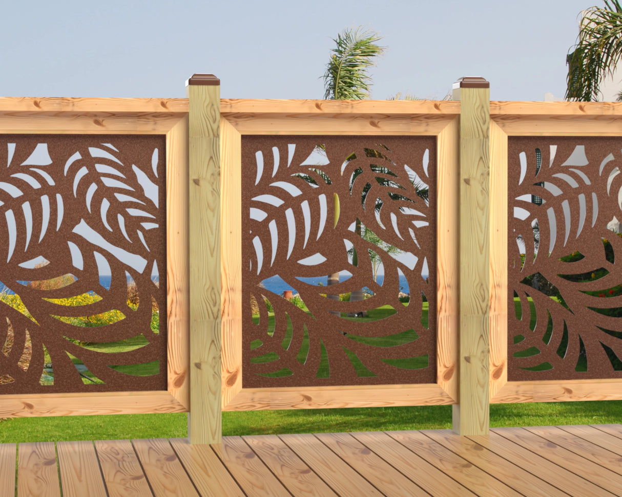 24"x30" - Budding Palm Leaf Pattern Fence/Gate Panel Insert - Madison Iron and Wood