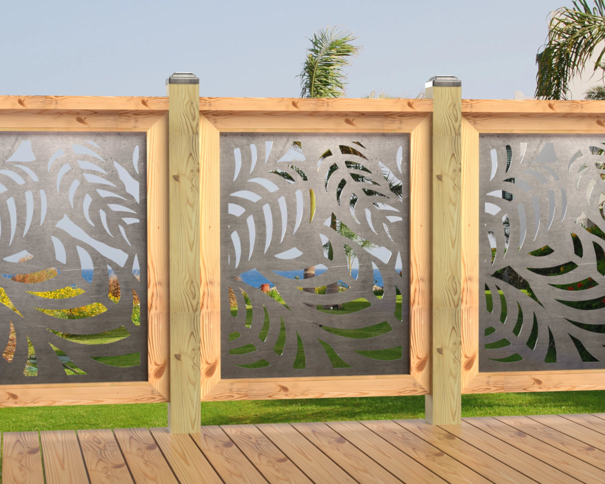 24"x30" - Budding Palm Leaf Pattern Fence/Gate Panel Insert - Madison Iron and Wood