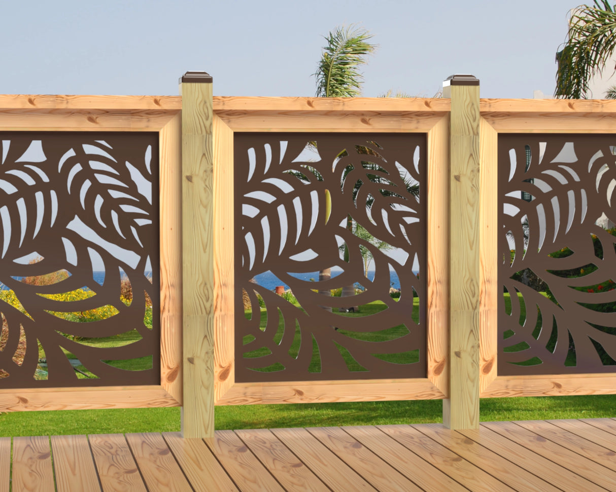 24"x30" - Budding Palm Leaf Pattern Fence/Gate Panel Insert - Madison Iron and Wood