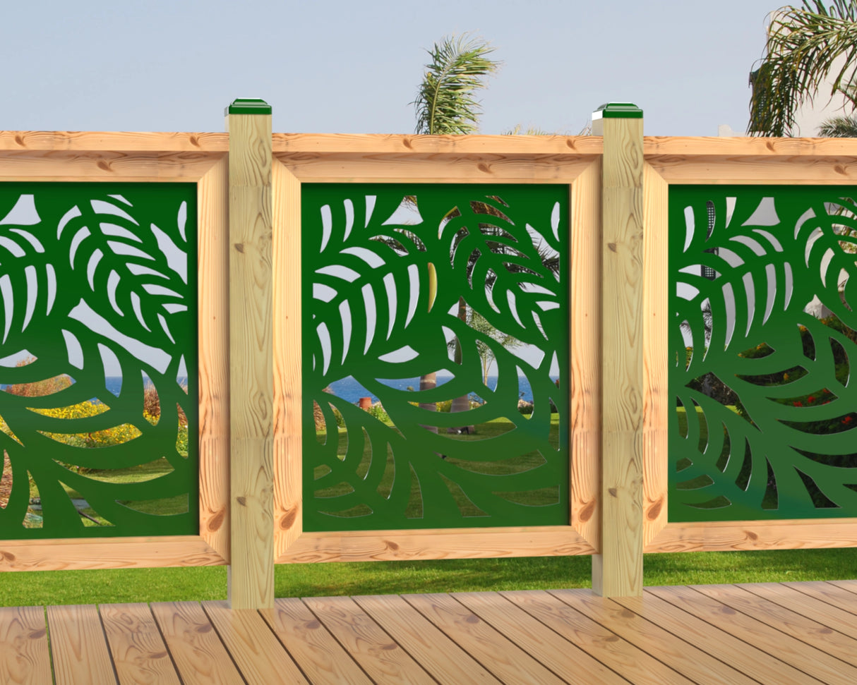 24"x30" - Budding Palm Leaf Pattern Fence/Gate Panel Insert - Madison Iron and Wood