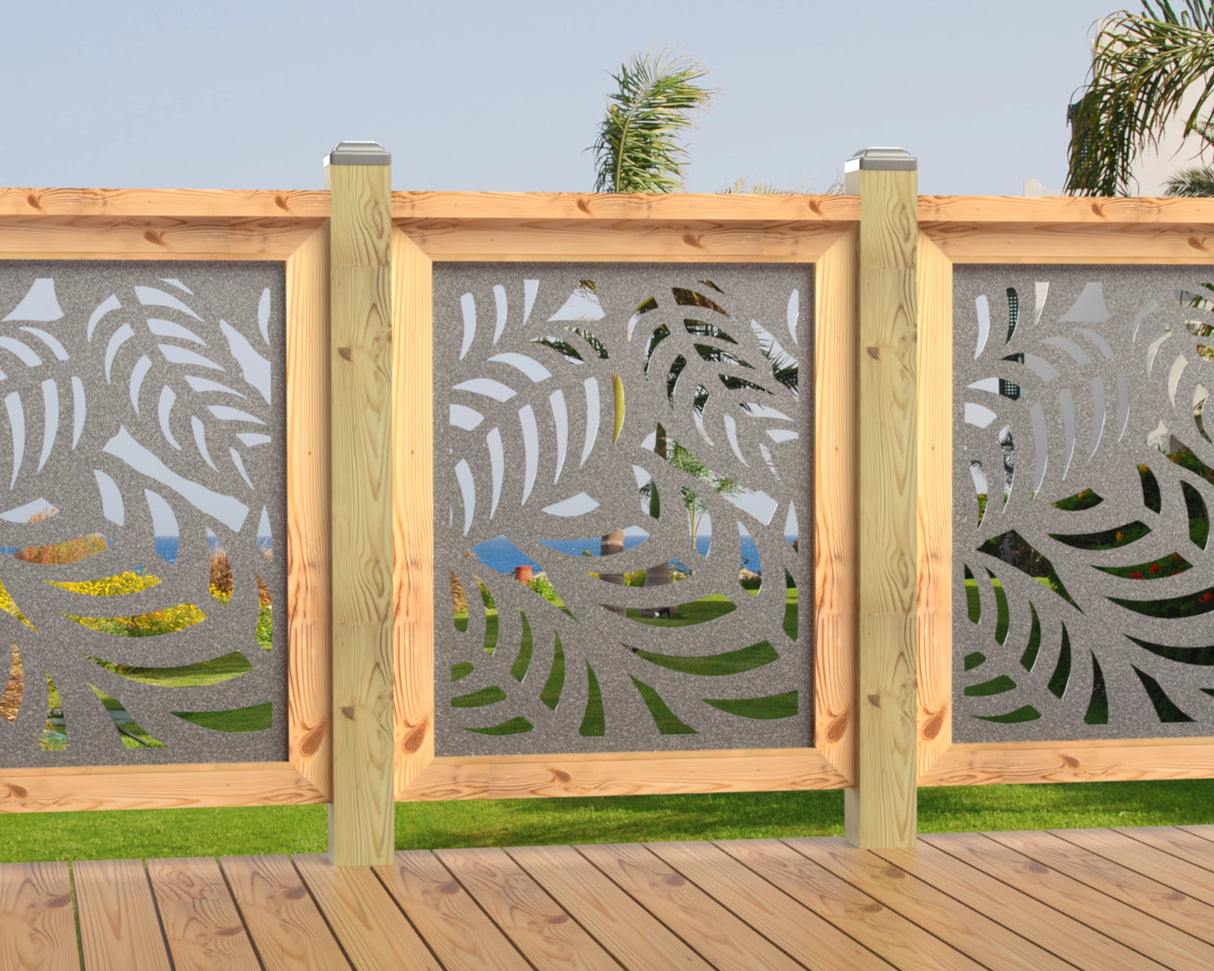 24"x30" - Budding Palm Leaf Pattern Fence/Gate Panel Insert - Madison Iron and Wood