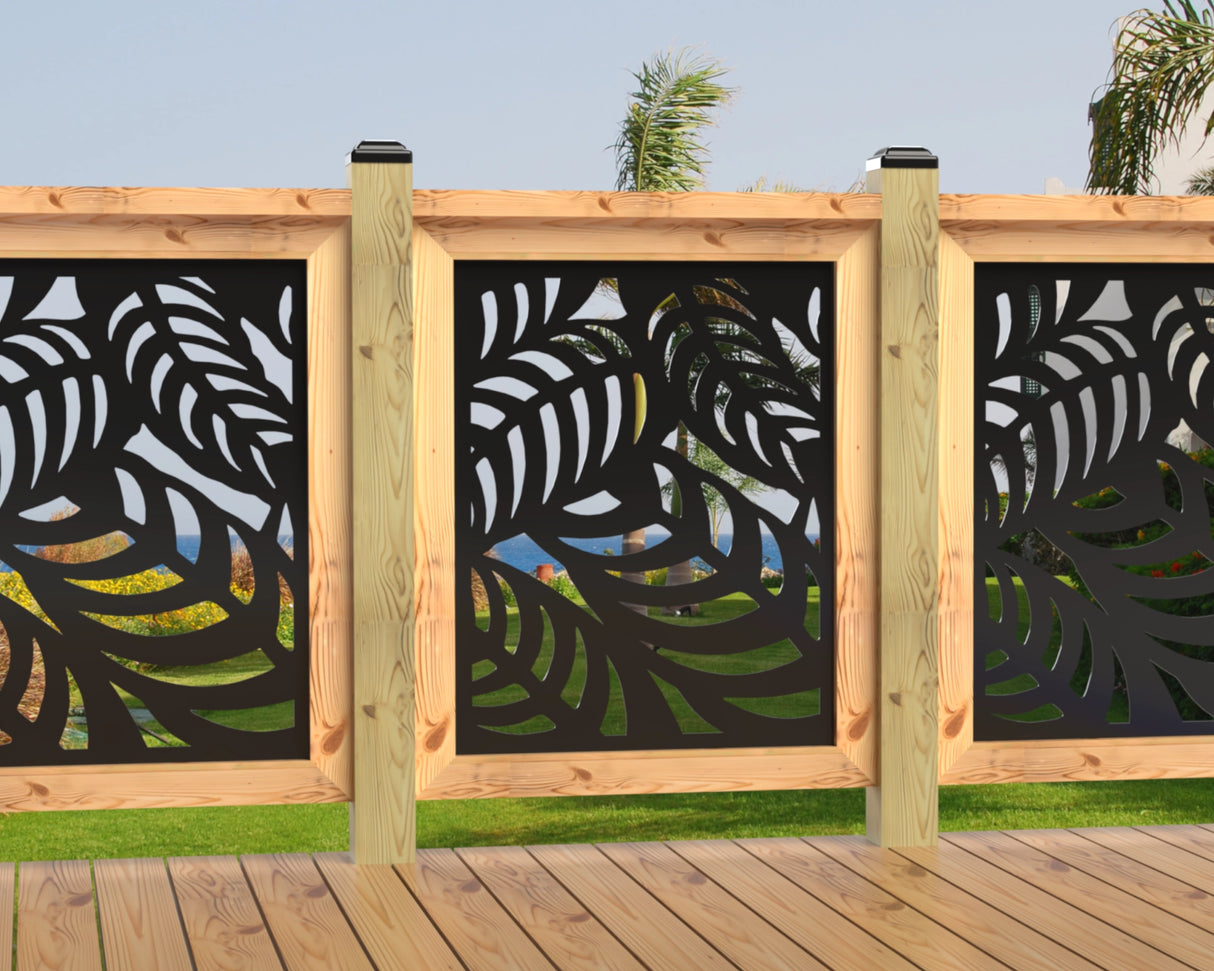 24"x30" - Budding Palm Leaf Pattern Fence/Gate Panel Insert - Madison Iron and Wood