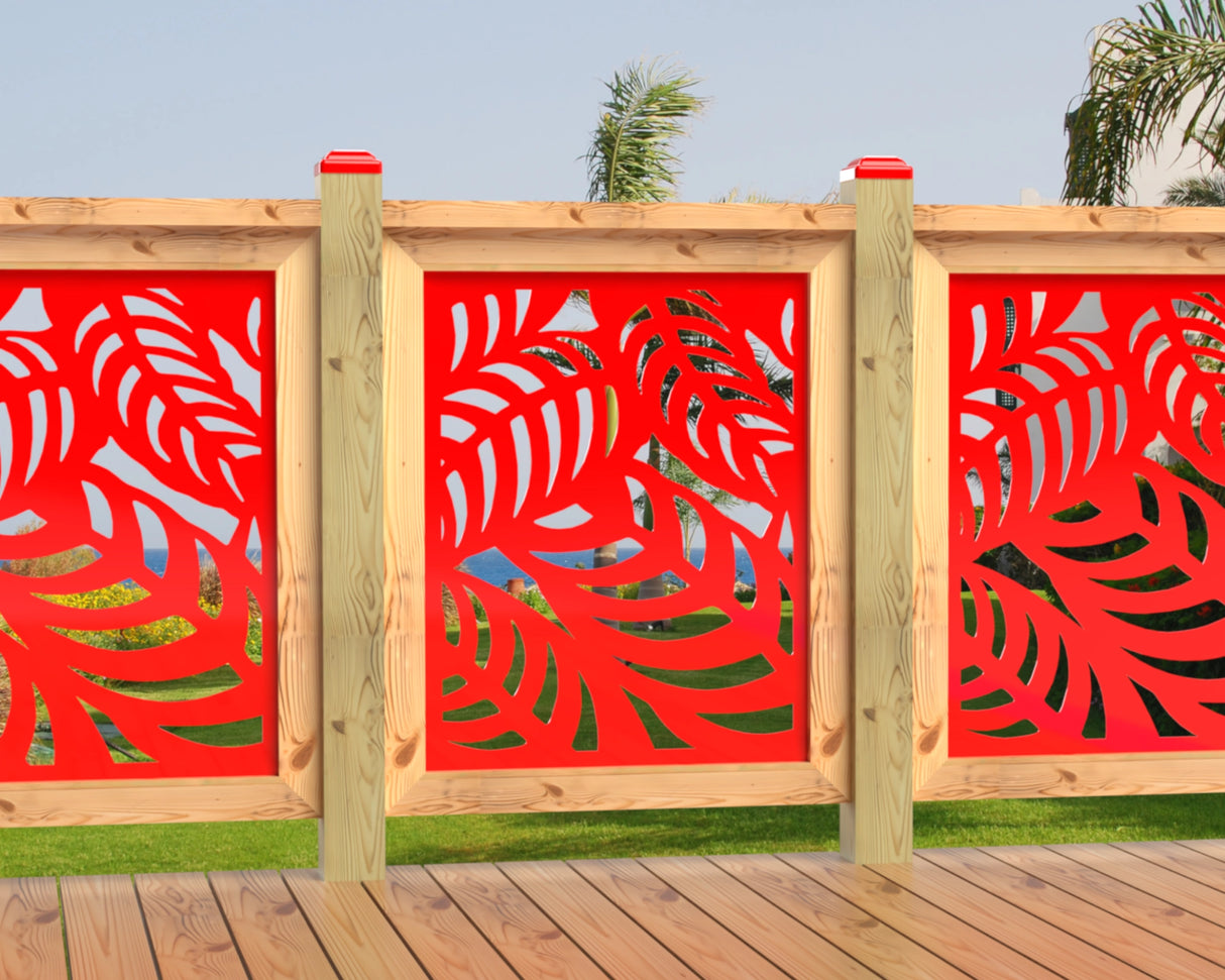 24"x30" - Budding Palm Leaf Pattern Fence/Gate Panel Insert - Madison Iron and Wood