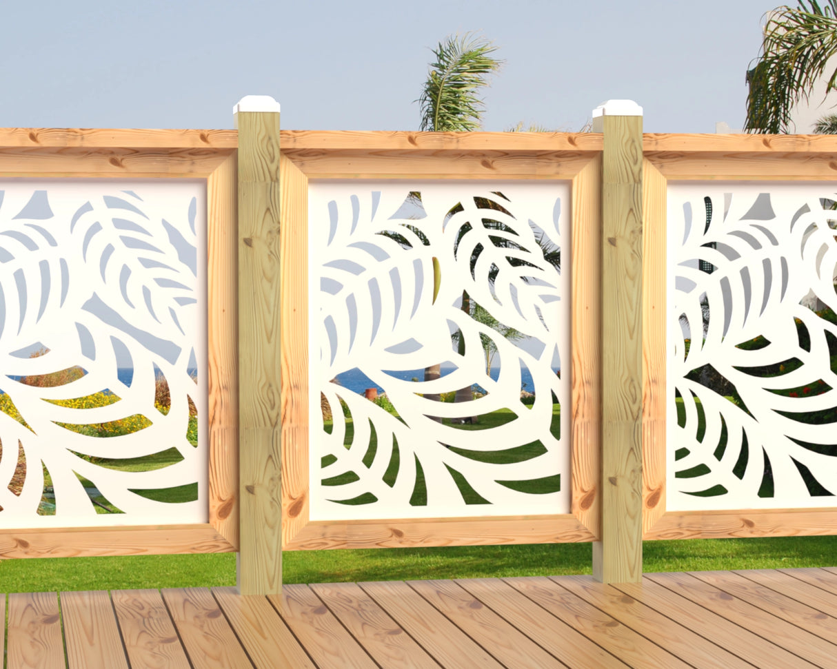 24"x30" - Budding Palm Leaf Pattern Fence/Gate Panel Insert - Madison Iron and Wood
