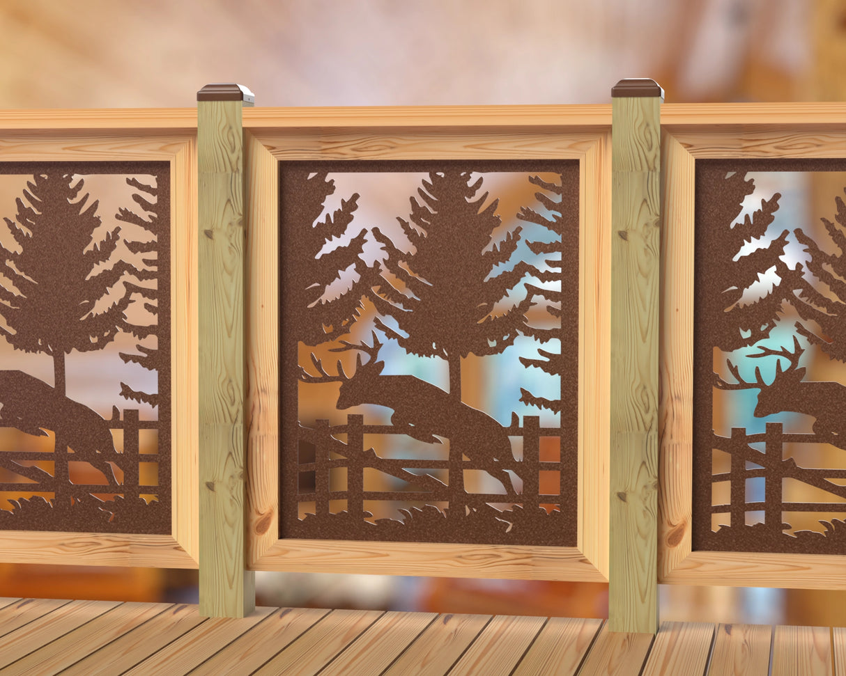 Deer Jumping Scene Railing Panel Insert