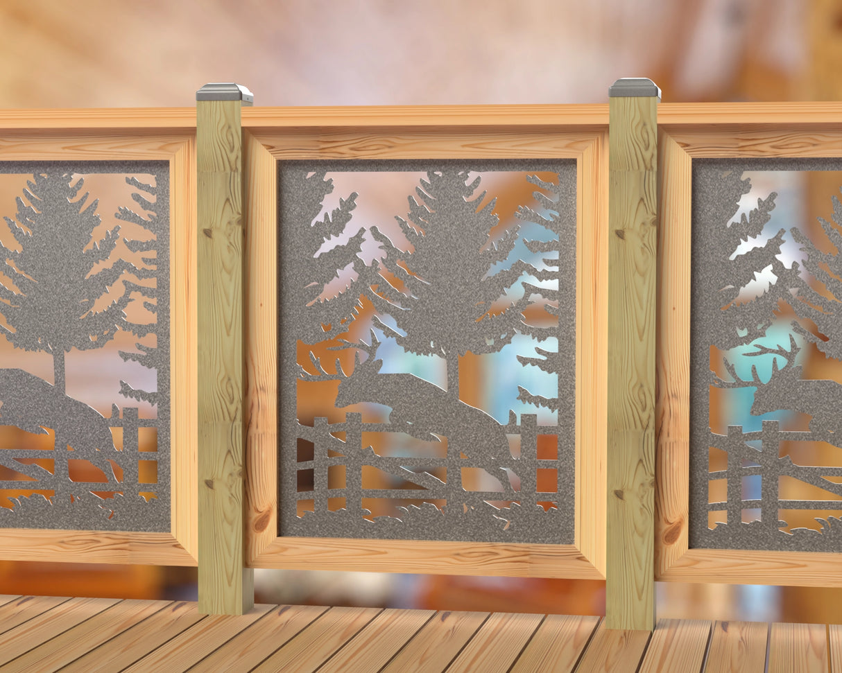 Deer Jumping Scene Railing Panel Insert