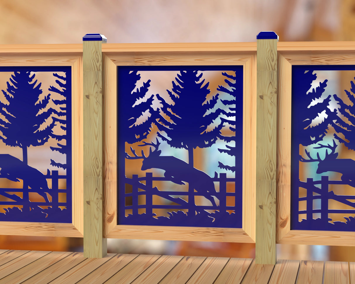 Deer Jumping Scene Railing Panel Insert