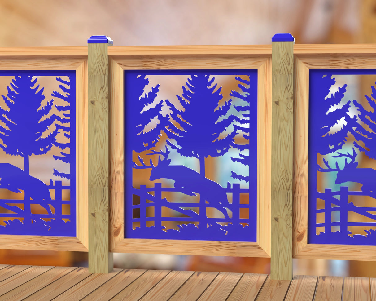 Deer Jumping Scene Railing Panel Insert