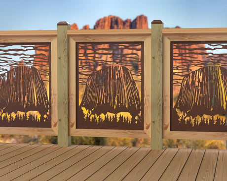 24"x30" - Devils Tower National Monument Fence/Gate Panel Insert - Madison Iron and Wood
