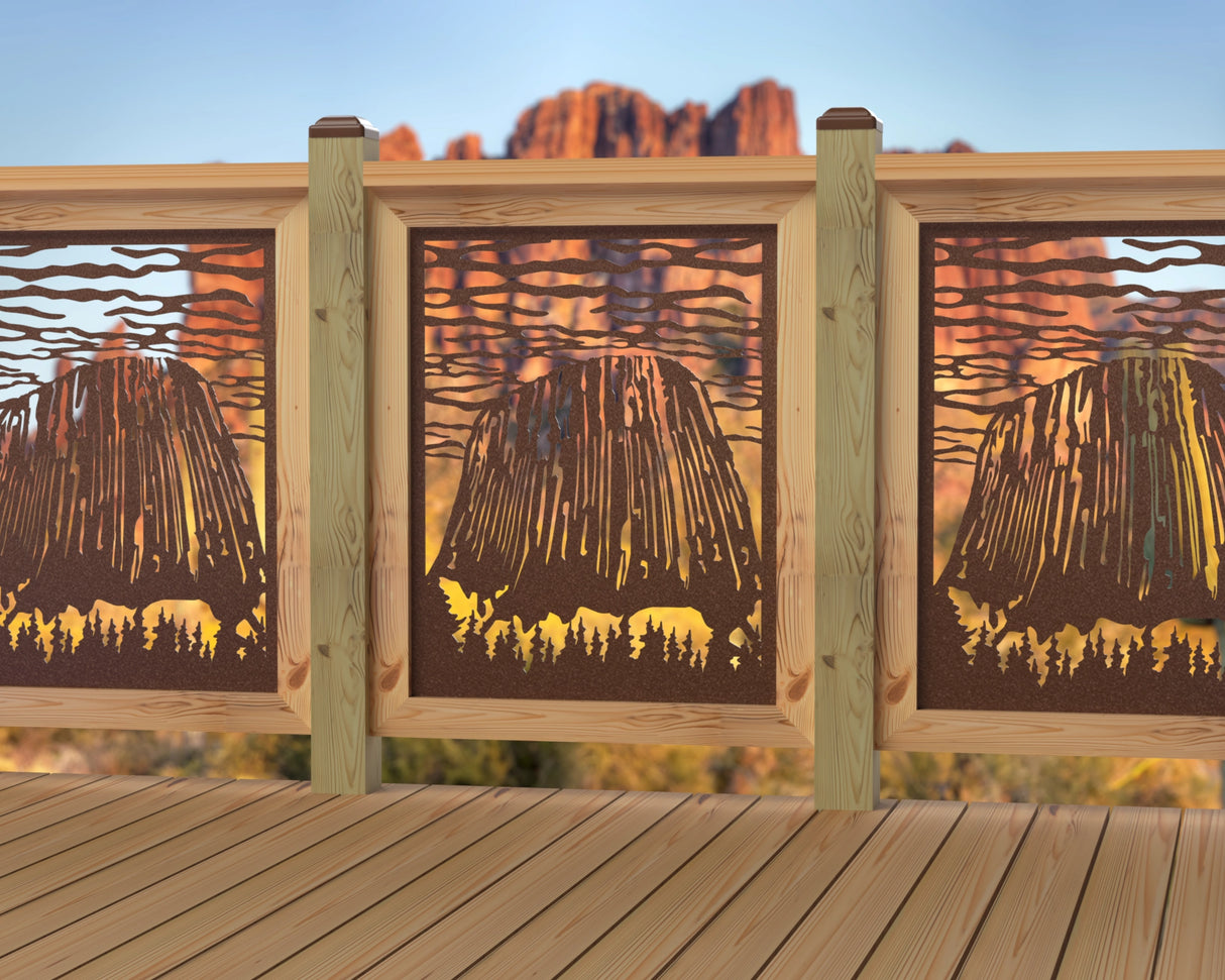24"x30" - Devils Tower National Monument Fence/Gate Panel Insert - Madison Iron and Wood