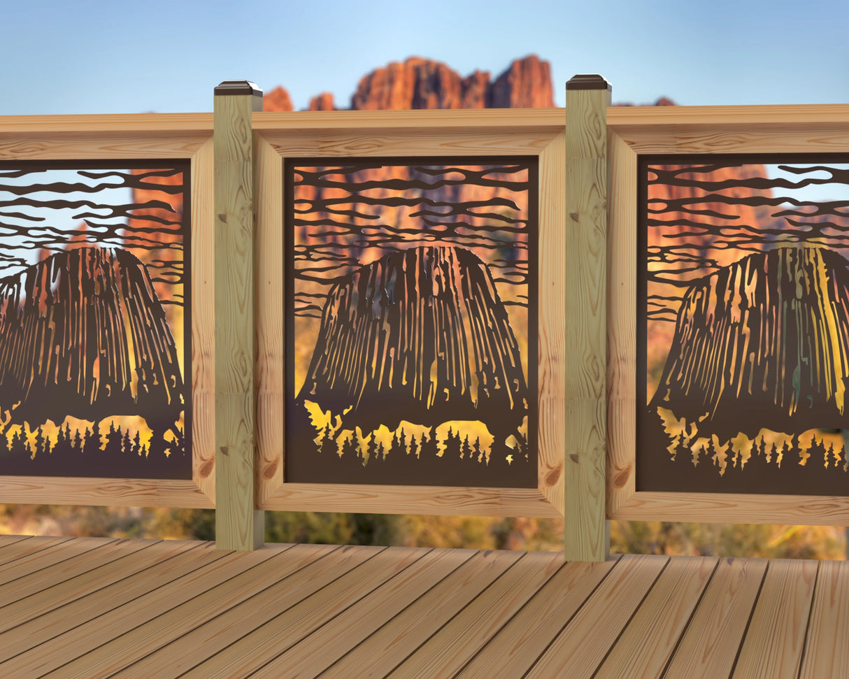 24"x30" - Devils Tower National Monument Fence/Gate Panel Insert - Madison Iron and Wood